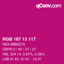 Color code: RGB 187 13 117 | qconv.com