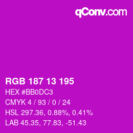Color code: RGB 187 13 195 | qconv.com