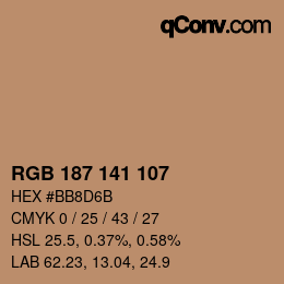 Color code: RGB 187 141 107 | qconv.com