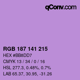 Color code: RGB 187 141 215 | qconv.com