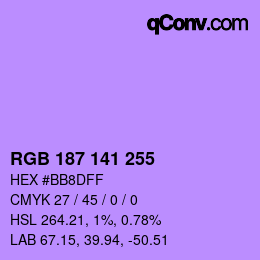 Color code: RGB 187 141 255 | qconv.com