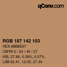 Color code: RGB 187 142 103 | qconv.com