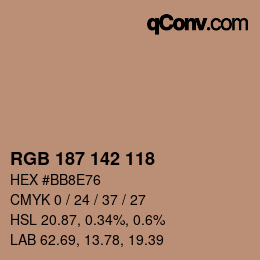 Color code: RGB 187 142 118 | qconv.com