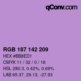カラーコード: RGB 187 142 209 | qconv.com