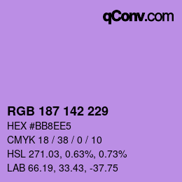 Color code: RGB 187 142 229 | qconv.com