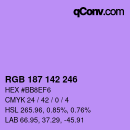Color code: RGB 187 142 246 | qconv.com