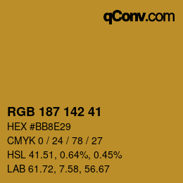 カラーコード: RGB 187 142 41 | qconv.com