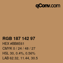 Color code: RGB 187 142 97 | qconv.com