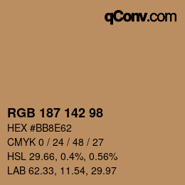 Color code: RGB 187 142 98 | qconv.com