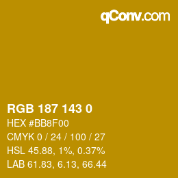 Color code: RGB 187 143 0 | qconv.com