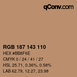 カラーコード: RGB 187 143 110 | qconv.com