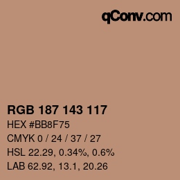 Color code: RGB 187 143 117 | qconv.com