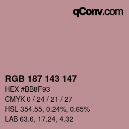 Color code: RGB 187 143 147 | qconv.com