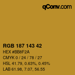 カラーコード: RGB 187 143 42 | qconv.com