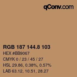 Color code: RGB 187 144.8 103 | qconv.com
