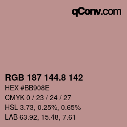 Color code: RGB 187 144.8 142 | qconv.com