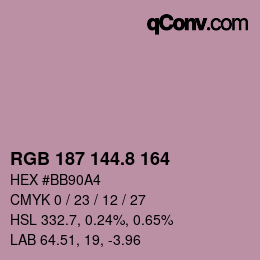 Color code: RGB 187 144.8 164 | qconv.com