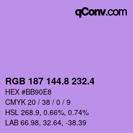 カラーコード: RGB 187 144.8 232.4 | qconv.com