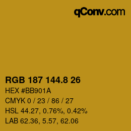 カラーコード: RGB 187 144.8 26 | qconv.com