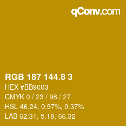 Color code: RGB 187 144.8 3 | qconv.com