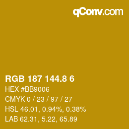 Color code: RGB 187 144.8 6 | qconv.com