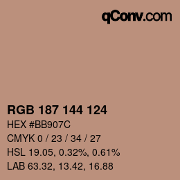 Color code: RGB 187 144 124 | qconv.com