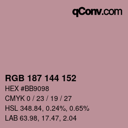カラーコード: RGB 187 144 152 | qconv.com