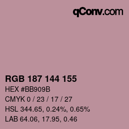 颜色代码: RGB 187 144 155 | qconv.com