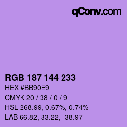 Color code: RGB 187 144 233 | qconv.com