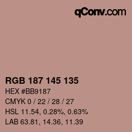 Color code: RGB 187 145 135 | qconv.com