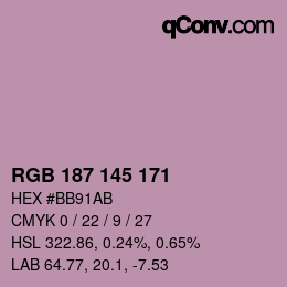 Color code: RGB 187 145 171 | qconv.com