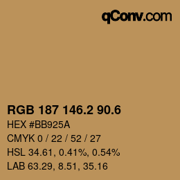 カラーコード: RGB 187 146.2 90.6 | qconv.com