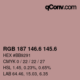 カラーコード: RGB 187 146.6 145.6 | qconv.com