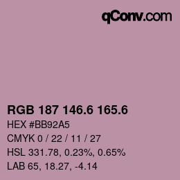カラーコード: RGB 187 146.6 165.6 | qconv.com