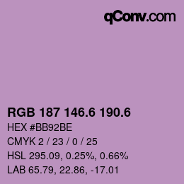 カラーコード: RGB 187 146.6 190.6 | qconv.com