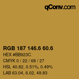 カラーコード: RGB 187 146.6 60.6 | qconv.com