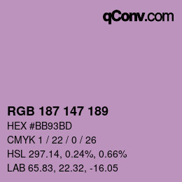 Color code: RGB 187 147 189 | qconv.com