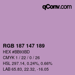 Color code: RGB 187 147 189 | qconv.com