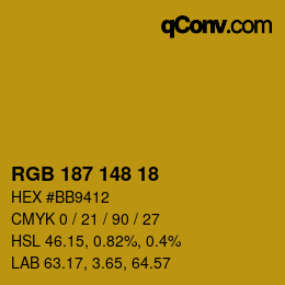 颜色代码: RGB 187 148 18 | qconv.com