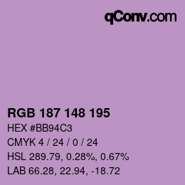 颜色代码: RGB 187 148 195 | qconv.com