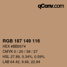 カラーコード: RGB 187 149 116 | qconv.com