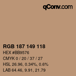 Color code: RGB 187 149 118 | qconv.com