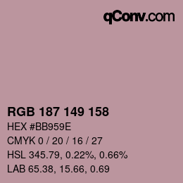 カラーコード: RGB 187 149 158 | qconv.com
