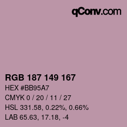 Color code: RGB 187 149 167 | qconv.com