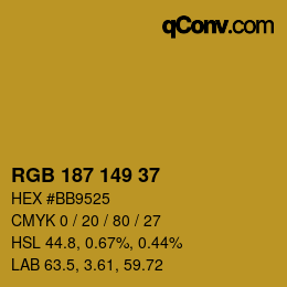 カラーコード: RGB 187 149 37 | qconv.com