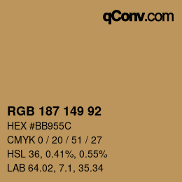 カラーコード: RGB 187 149 92 | qconv.com