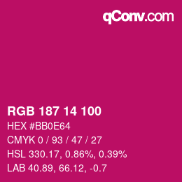 Color code: RGB 187 14 100 | qconv.com