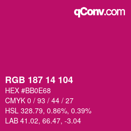Color code: RGB 187 14 104 | qconv.com