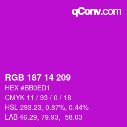 Color code: RGB 187 14 209 | qconv.com