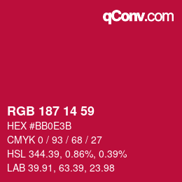 Color code: RGB 187 14 59 | qconv.com